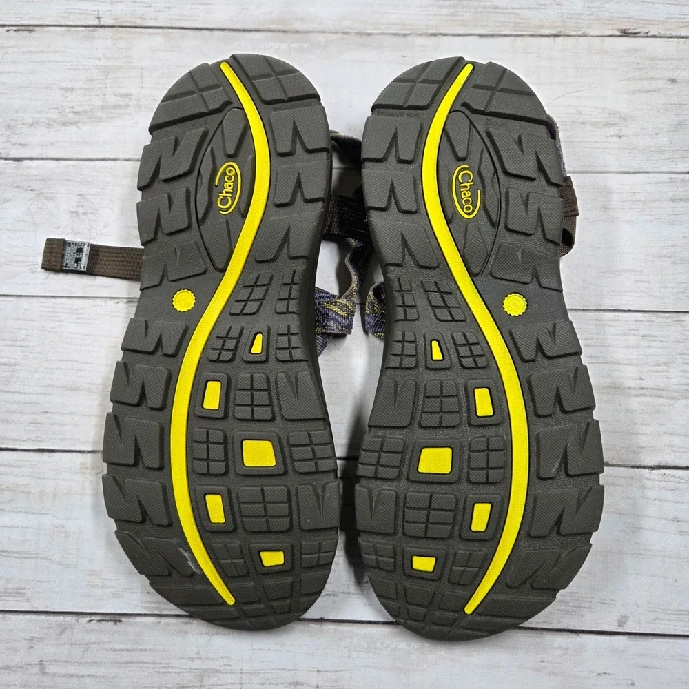 Chaco Sandals‎ Mens 13 Brown Blue Yellow Double Strap Toe Loop J105515